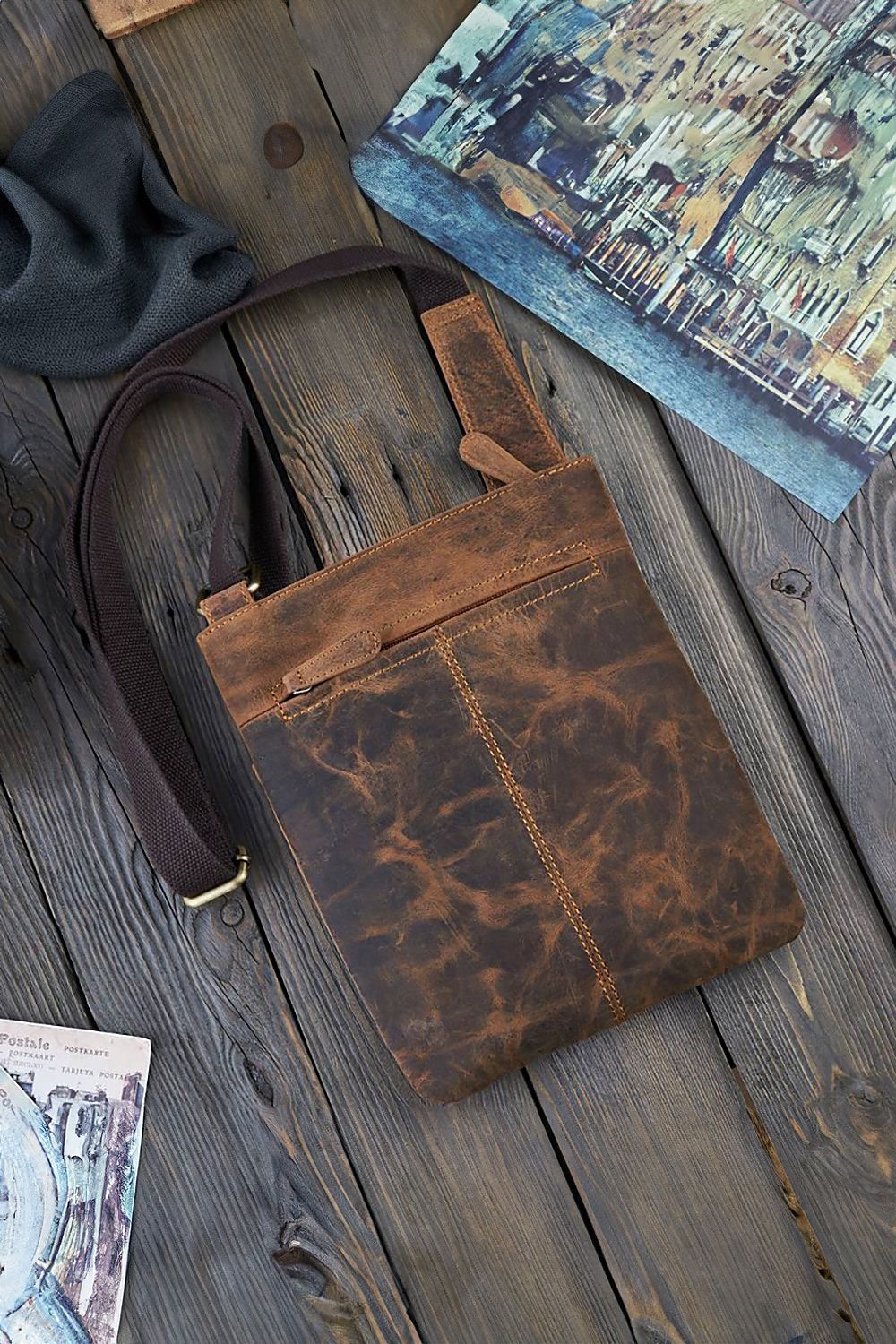  Natural leather bag model 191538 Galanter 